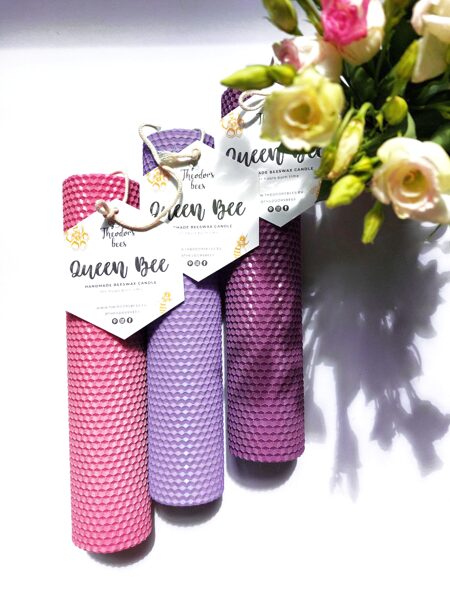 XL Bišu  Karaliene  svece ⌀ 5.5 x 26 cm, Burn Time: 30+ hours.